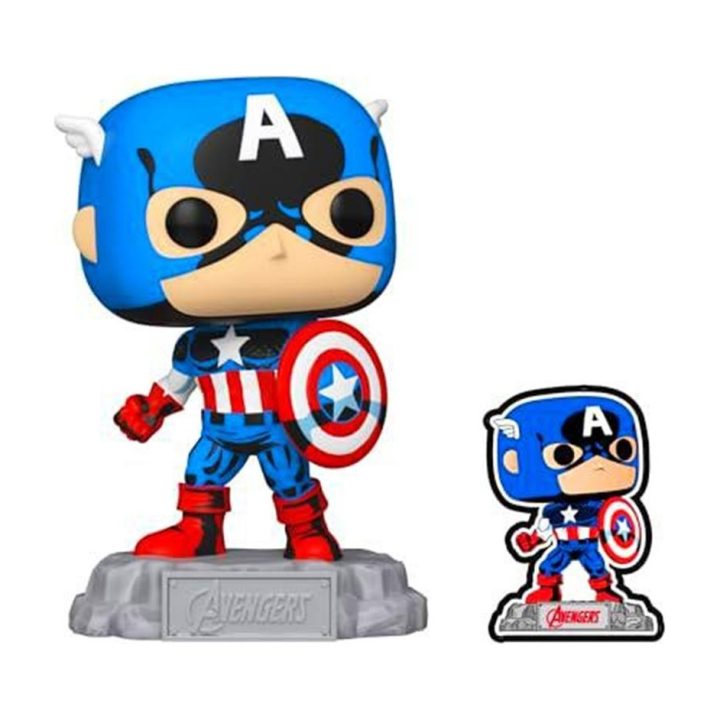 Funko Pop Marvel A60-comic Captain America with Pin