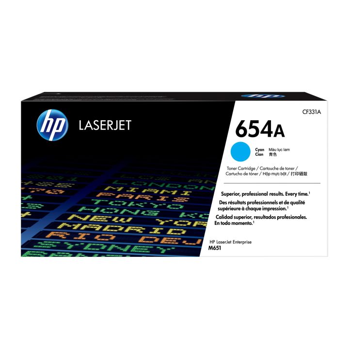HP Cartucho de tóner original LaserJet 654A cian