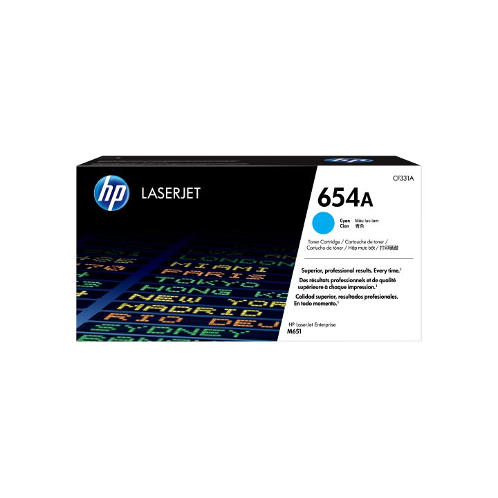 HP Cartucho de tóner original LaserJet 654A cian
