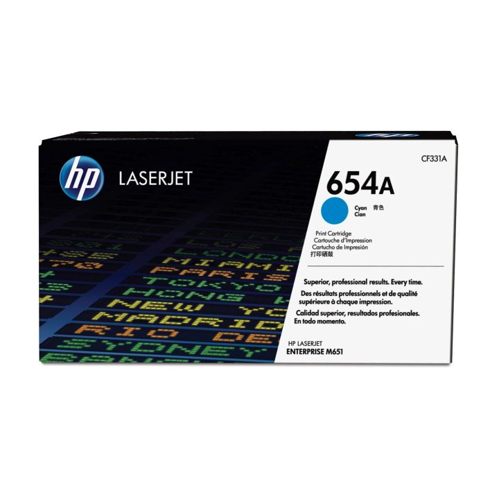 HP Cartucho de toner original LaserJet 654A ciano