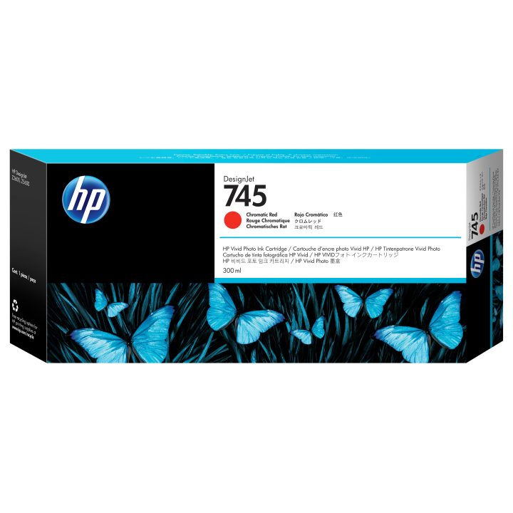 HP Cartucho de tinta DesignJet 745 rojo cromático de 300 ml