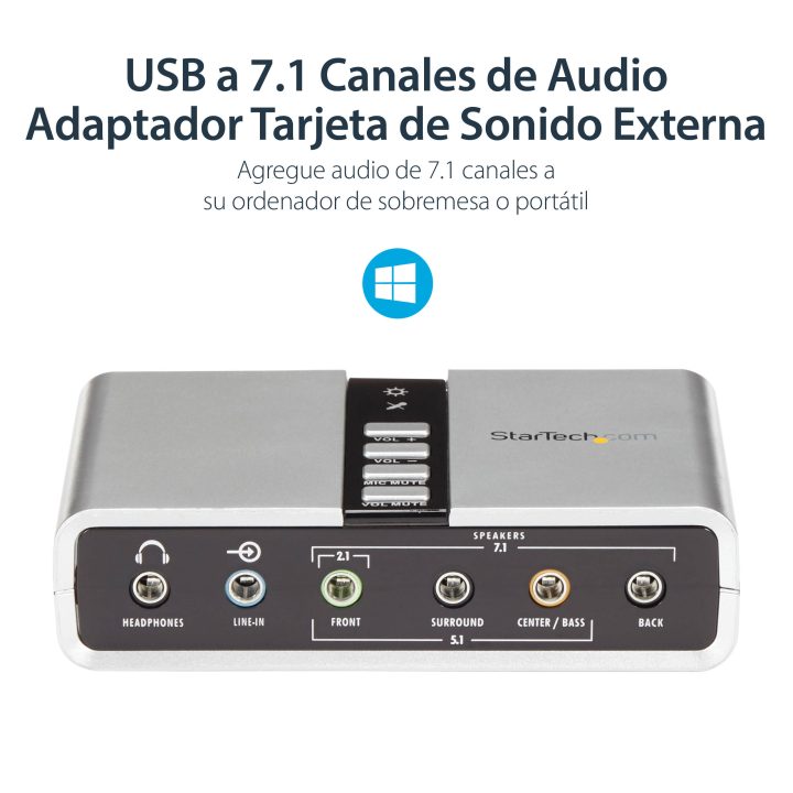 StarTech.com Tarjeta de Sonido 7.1 USB Externa Adaptador Conversor…