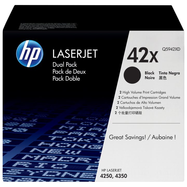 HP Pack de 2 cartuchos de tóner original LaserJet 42X de alta…