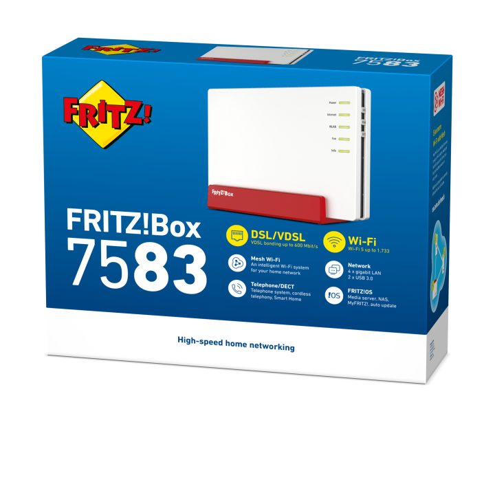 Box FRITZ! 7583 VDSL INT router sem fios Gigabit Ethernet de banda…