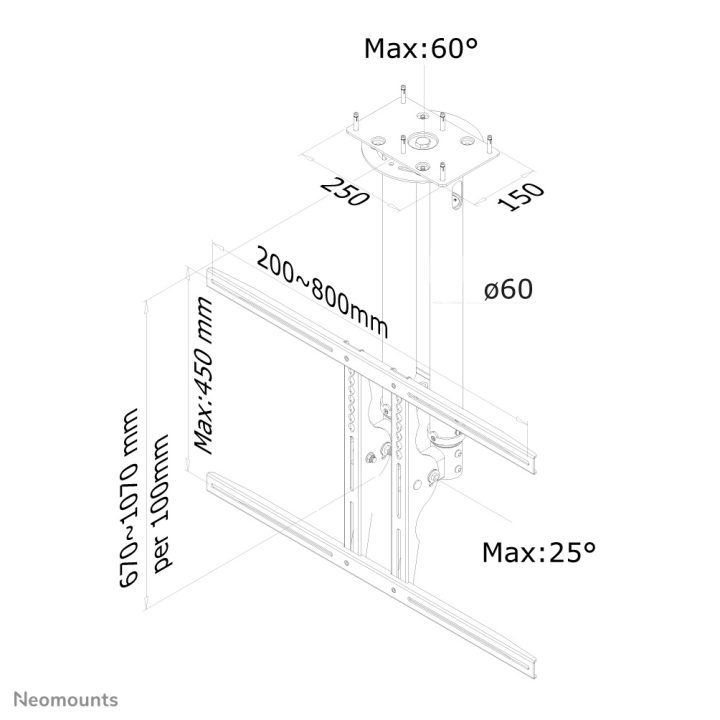 Neomounts PLASMA-C100BLACK Ceiling Mount for Monitor/TV 37-75" -…