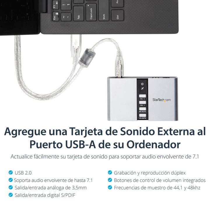 StarTech.com Tarjeta de Sonido 7.1 USB Externa Adaptador Conversor…