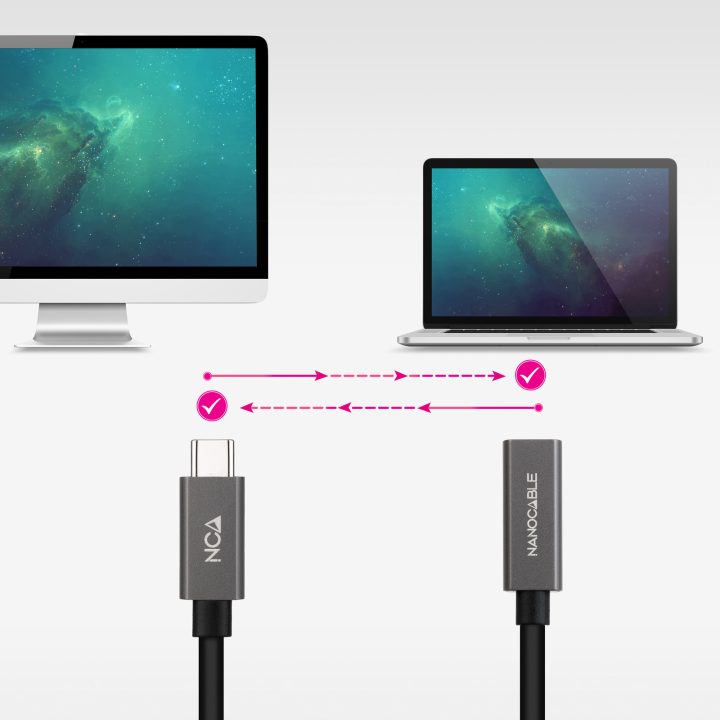 Nanocable USB-C Extension Cable 3.2 Gen2x2 20Gbps 3A, 4K/60Hz…