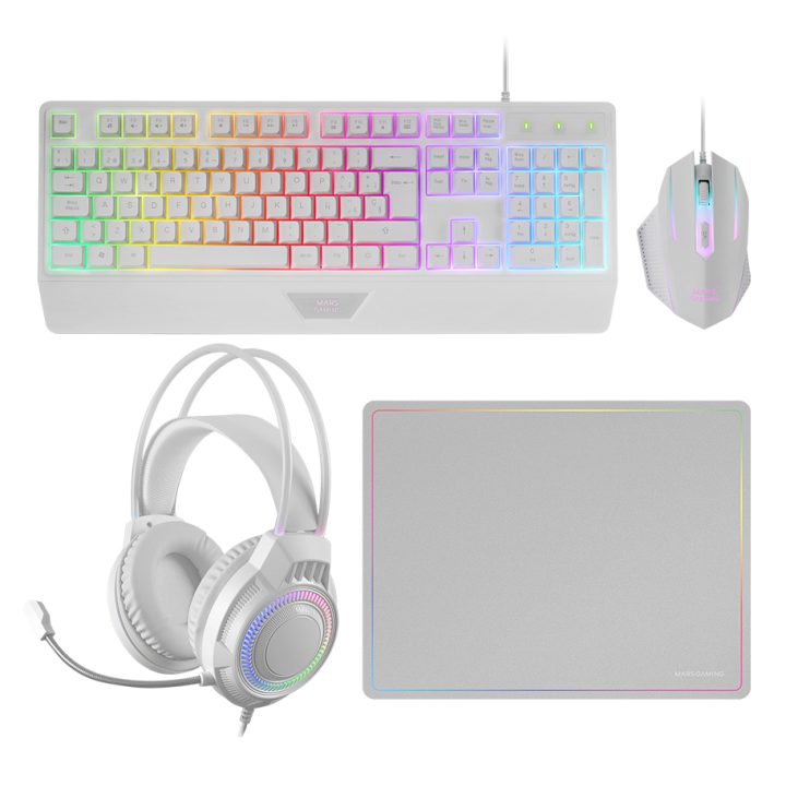 Mars Gaming MCP124PRO, Combo Gaming 4en1, Teclado RGB H-Mech con…