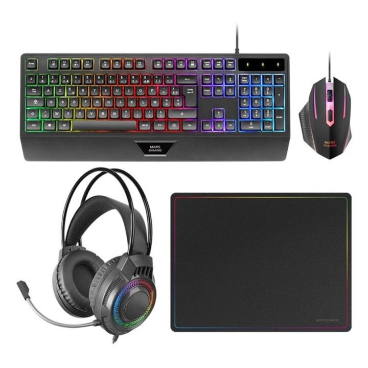 Mars Gaming MCP124PRO, Combo Gaming 4en1, Teclado RGB H-Mech con…