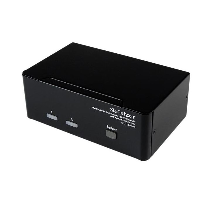 StarTech.com Conmutador Switch KVM de 2 Puertos Doble Monitor DVI VGA…