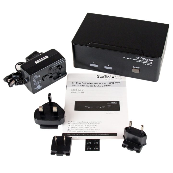 StarTech.com Conmutador Switch KVM de 2 Puertos Doble Monitor DVI VGA…