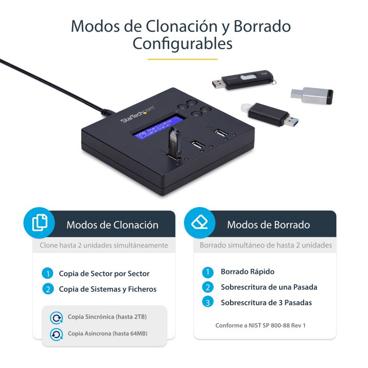 StarTech.com Standalone 1:2 USB Flash Drive Duplicator - USB Memory…
