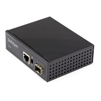 StarTech.com Industrial PoE+ Fiber to Ethernet Media Converter 60W -…