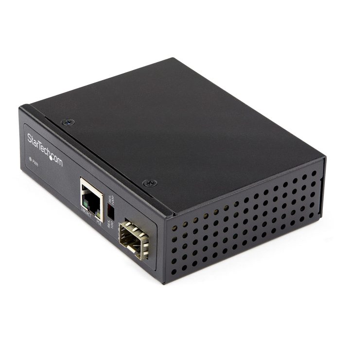 StarTech.com Industrial PoE+ Fiber to Ethernet Media Converter 60W -…