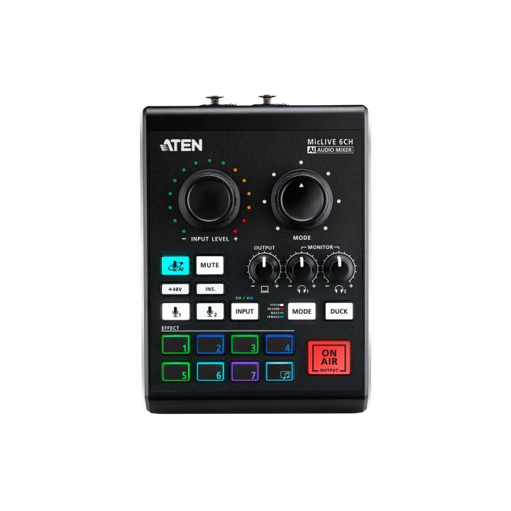 ATEN Misturador de áudio para podcast com IA | MicLIVE de 6 canais