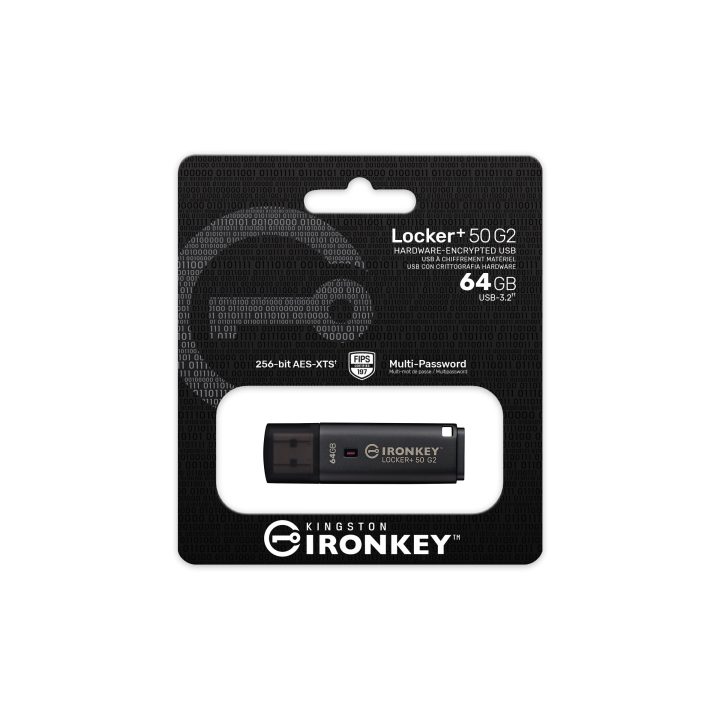 Kingston Technology IronKey 64GB Locker Plus 50 G2, FIPS 197, AES-256