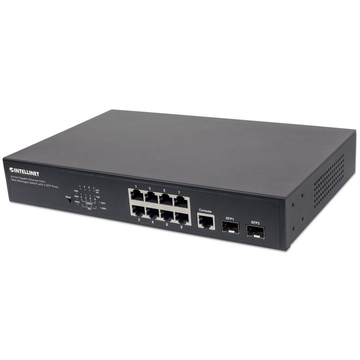 Intellinet Web-managed Gigabit Ethernet PoE+ Network Switch, 8 Ports…