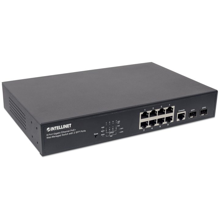 Intellinet Web-managed Gigabit Ethernet PoE+ Network Switch, 8 Ports…