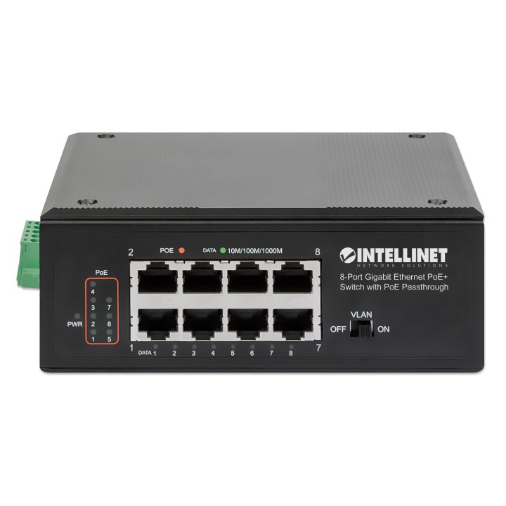 Intellinet Industrial Gigabit Ethernet PoE+ Network Switch, 8 Ports…