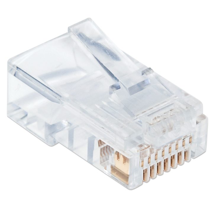 Intellinet PLUG RJ45 CAT5E SOLIDO UTP BOTE 100 PZAS ORO 50-MICRAS PRO