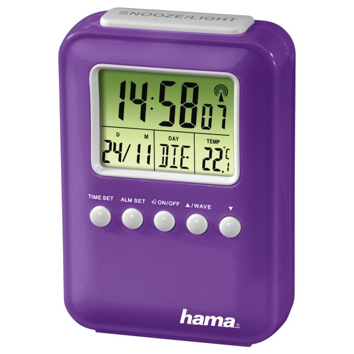 Hama "Fashion" Relógio Despertador Digital Controlado por Rádio Roxo
