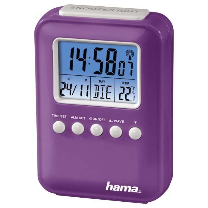 Hama "Fashion" Relógio Despertador Digital Controlado por Rádio Roxo