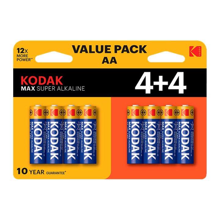 Kodak Max Alkaline AA LR6 Batteries Blister Pack 4+4 (30419902)