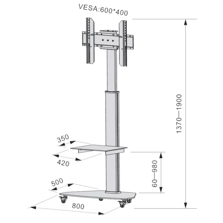 Techly ICA-TR3SL suporte para ecrã de sinalização 70" Prateado
