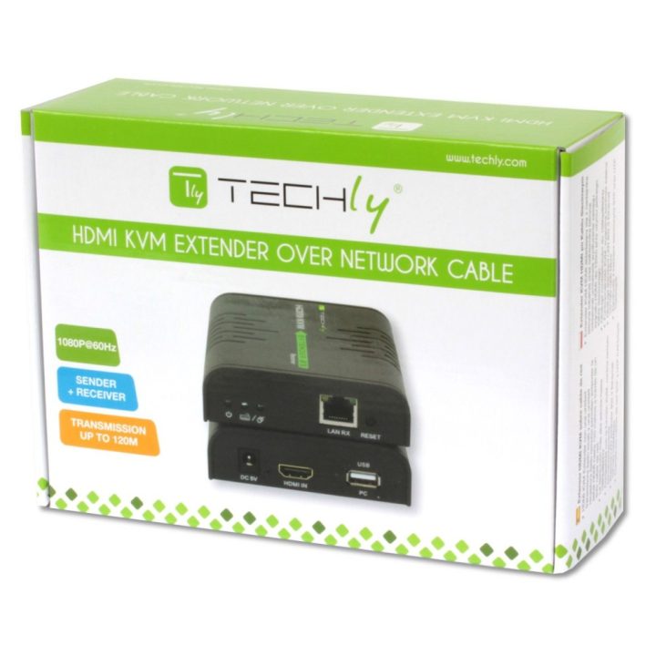Techly IDATA HDMI-KVM2 extensor KVM Transmissor e recetor