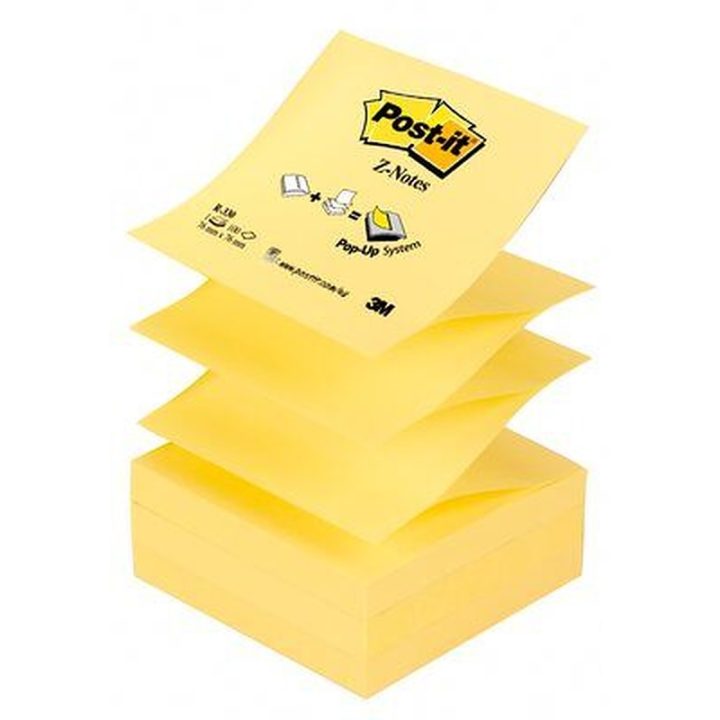 Bloco de 100 folhas z-notes adesivas 76X76MM canary yellow…