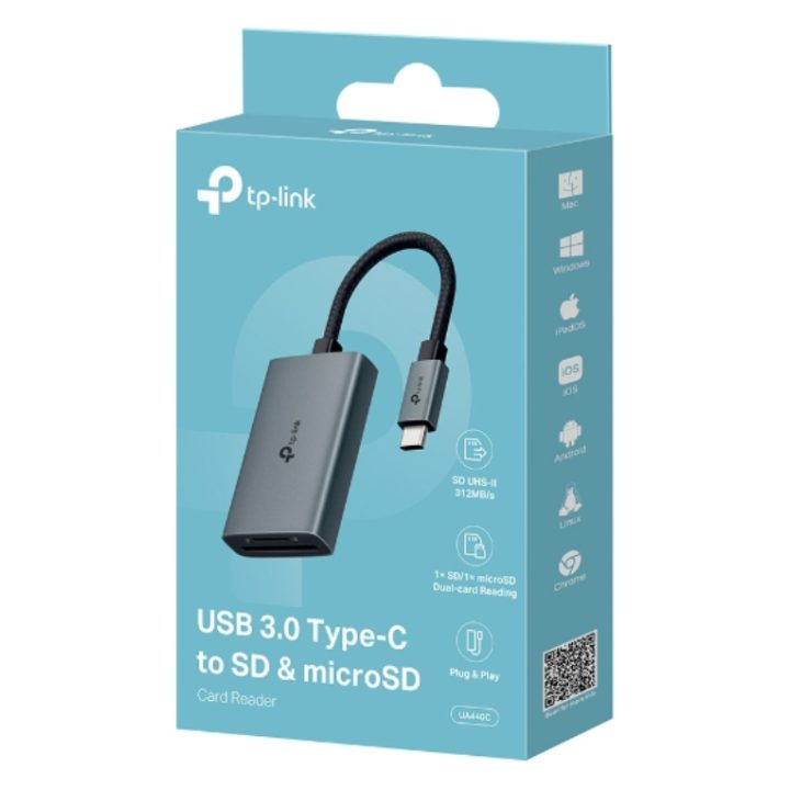 TP-Link UA440C leitor de cartões USB 3.2 Gen 1 (3.1 Gen 1) Type-C…