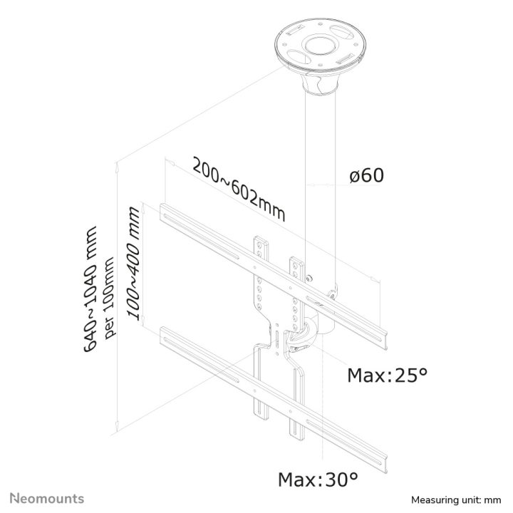 Neomounts FPMA-C400SILVER Ceiling Mount for 32-60" Monitor/TV -…