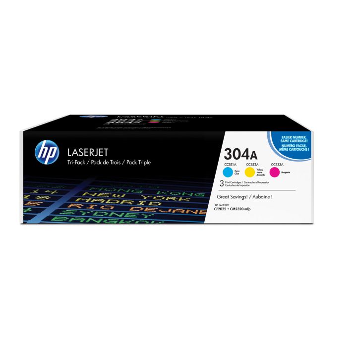 HP Pack de poupança de 3 cartuchos de toner original LaserJet 304A…