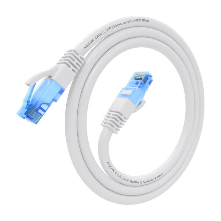 AISENS Cable De Red Latiguillo RJ45 Cat.6 UTP AWG26 CCA, Blanco, 0.75…