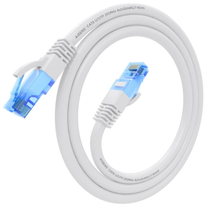 AISENS RJ45 Cat.6 UTP AWG26 CCA Patch Cable, White, 0.75 m