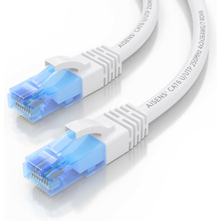 AISENS Cable De Red Latiguillo RJ45 Cat.6 UTP AWG26 CCA, Blanco, 0.75…
