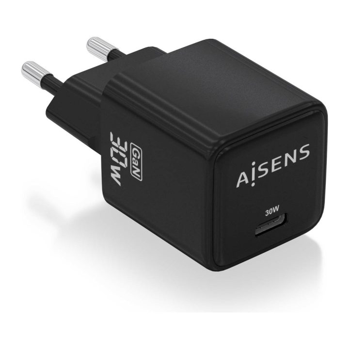 AISENS GaN 30W Charger, 1xUSB-C PD3.0 QD4.0, Black