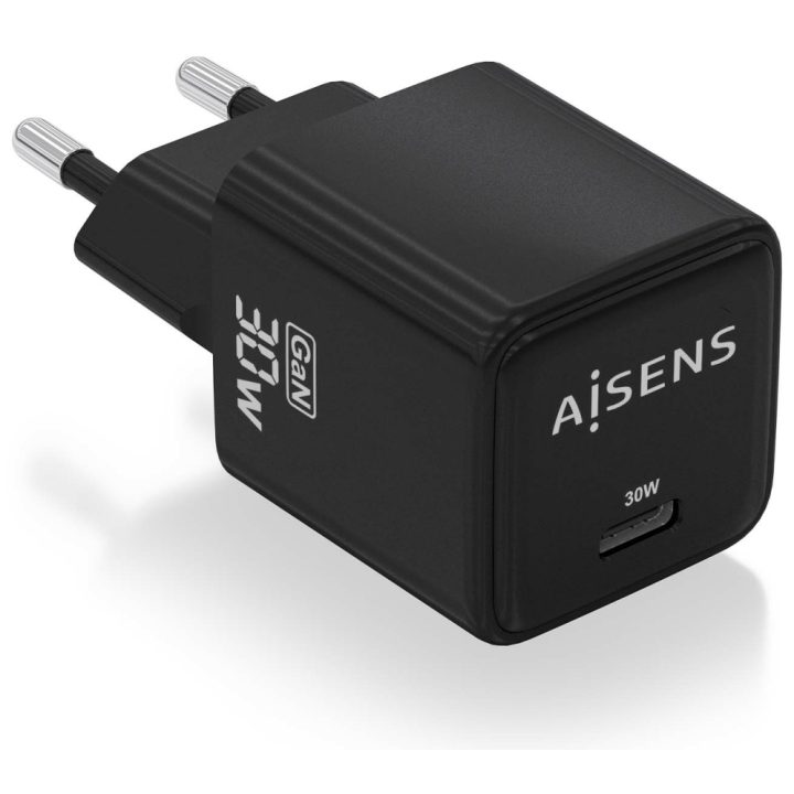 AISENS GaN 30W Charger, 1xUSB-C PD3.0 QD4.0, Black