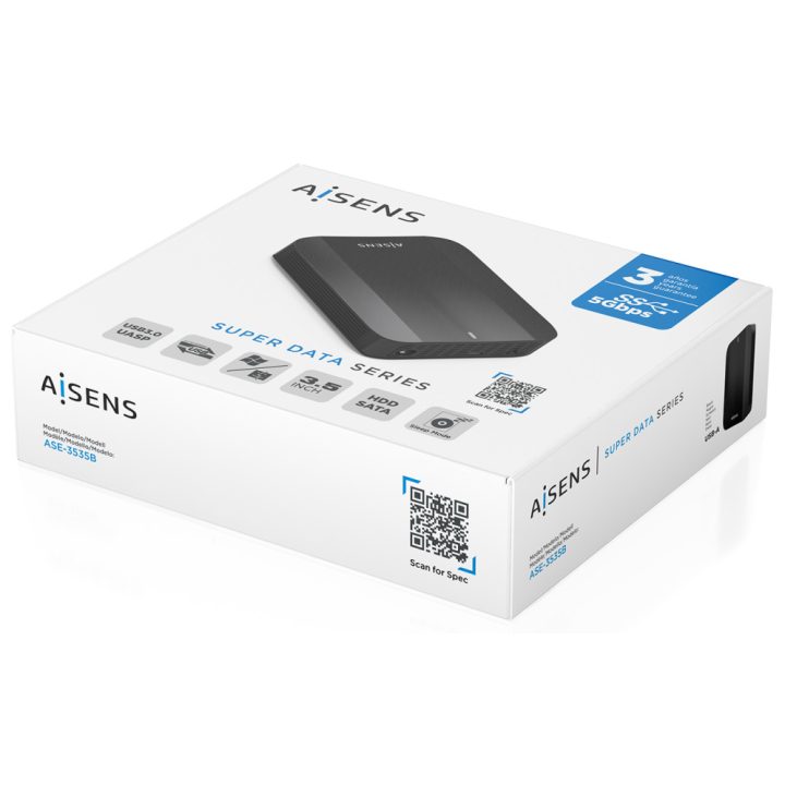 AISENS Caja Externa, 3,5" SATA a USB-C USB3.1 GEN1, Negro