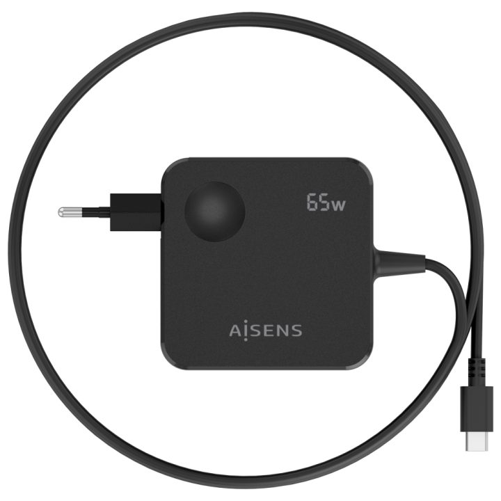 AISENS 65W PD3.0 1xUSB-C 1.5m Charger, Black