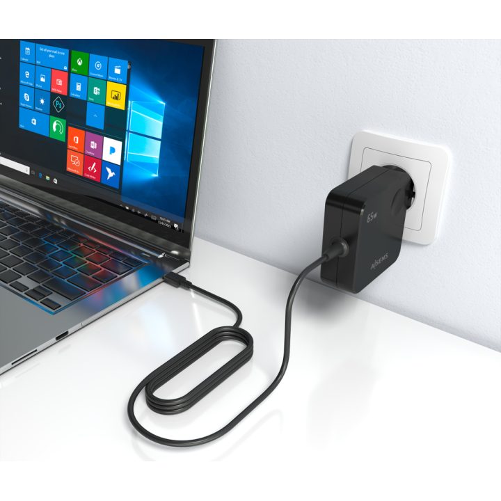 AISENS 65W PD3.0 1xUSB-C 1.5m Charger, Black