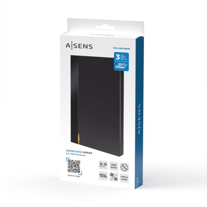 AISENS Caixa Externa 2,5″ ASE-2524B 9.5mm SATA a USB 3.0/USB3.1 Gen1…