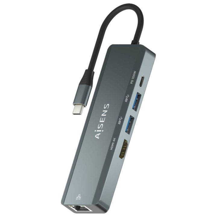 AISENS USB-C Dock 5 em 1, USB-C para 1xHDMI, 1xRJ45, 2xUSB, 1xPD…