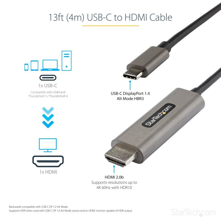 StarTech.com Cable 1m USB C a HDMI 4K de 60Hz con HDR10 - Adaptador…