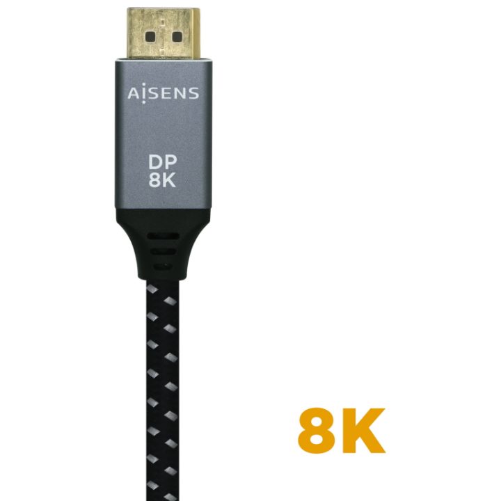 AISENS DisplayPort Cable V1.4 8K@60Hz, DP/M-DP/M, Gray/Black, 0.5m