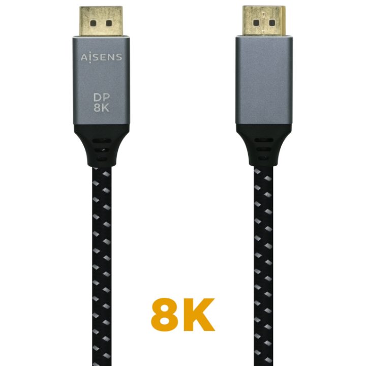 AISENS Cabo DisplayPort V1.4 8K@60Hz, DP/M-DP/M, Cinzento/Preto, 0,5 m