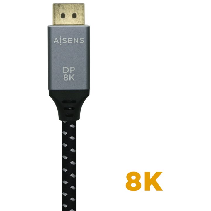AISENS DisplayPort Cable V1.4 8K@60Hz, DP/M-DP/M, Gray/Black, 0.5m