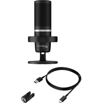 Microfone USB HyperX DuoCast (preto) - iluminação RGB