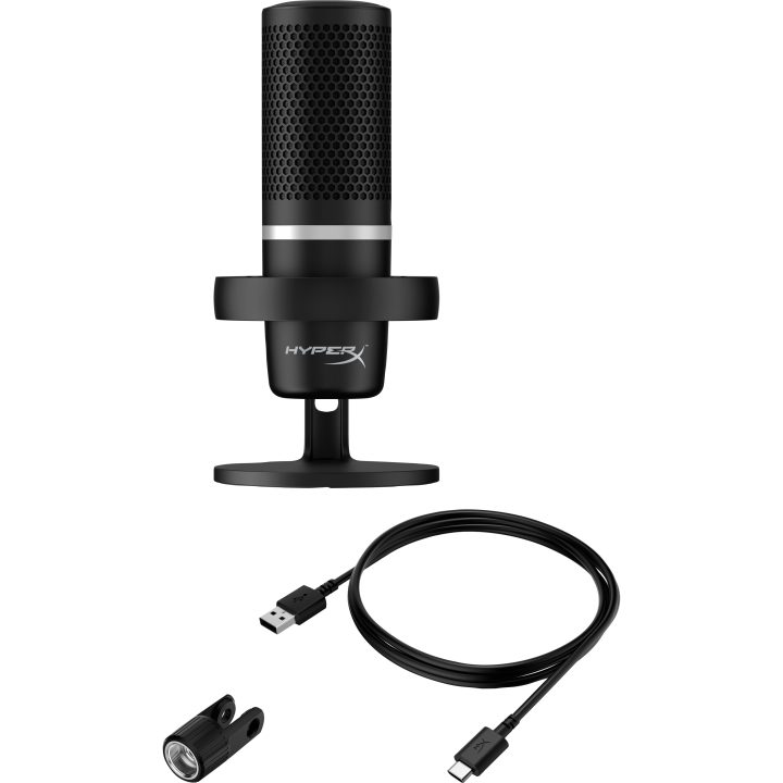 Microfone USB HyperX DuoCast (preto) - iluminação RGB