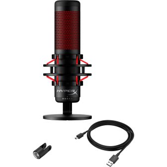 Micrófono USB HyperX QuadCast (negro-rojo) - iluminación roja